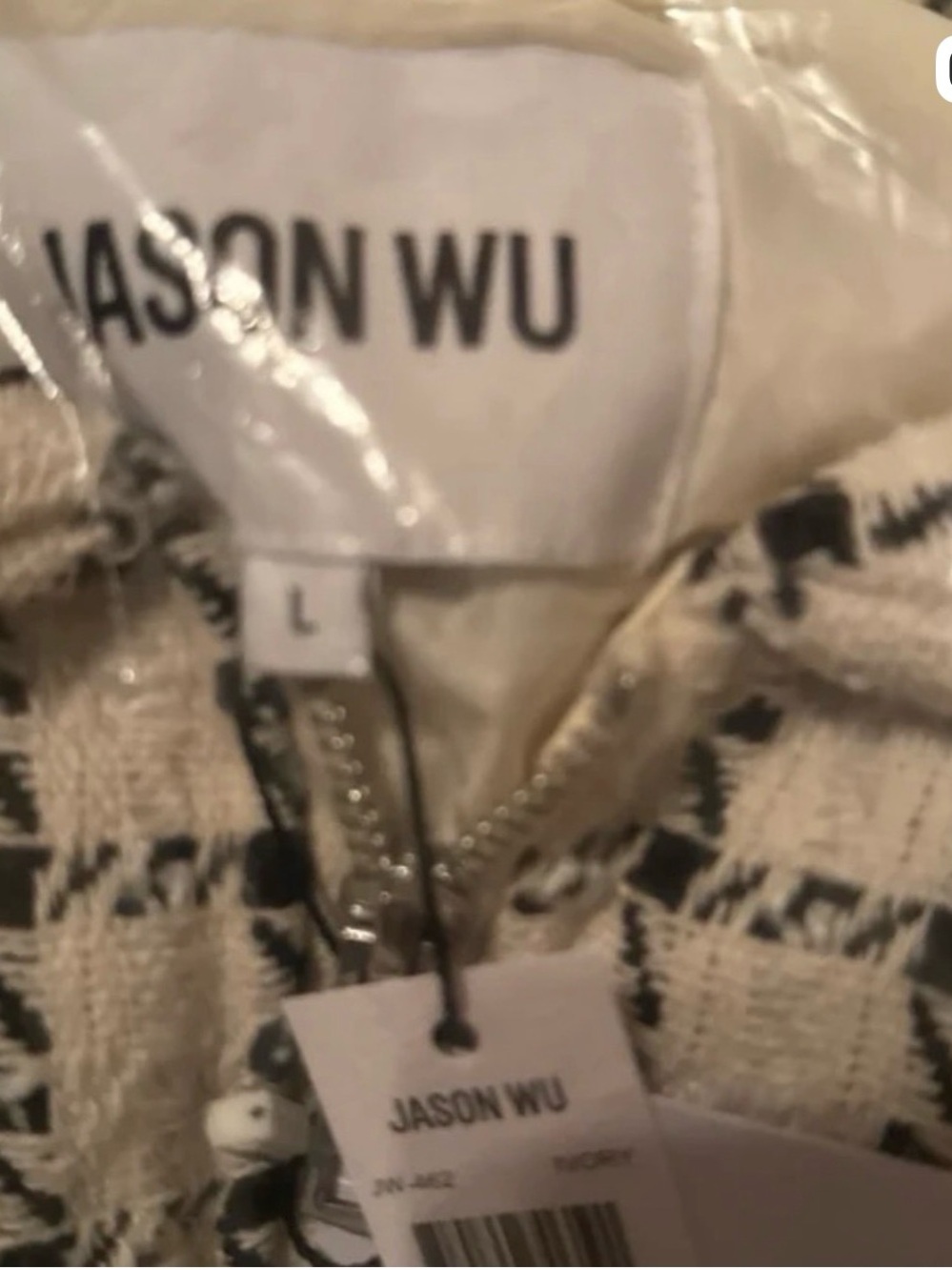 Jason Wu Cream and Black Bouclé Zip-Up Jacket - Picture 3 of 5